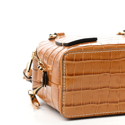 Chloe Calfskin Crocodile Embossed Small Daria Autumnal Brown 8 of 10