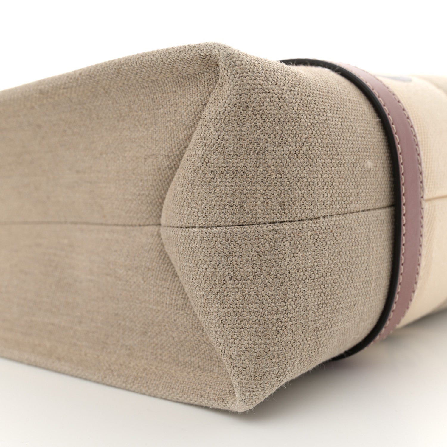 Chloe Linen Calfskin Medium Woody Ribbon Tote White Brown 9 of 10