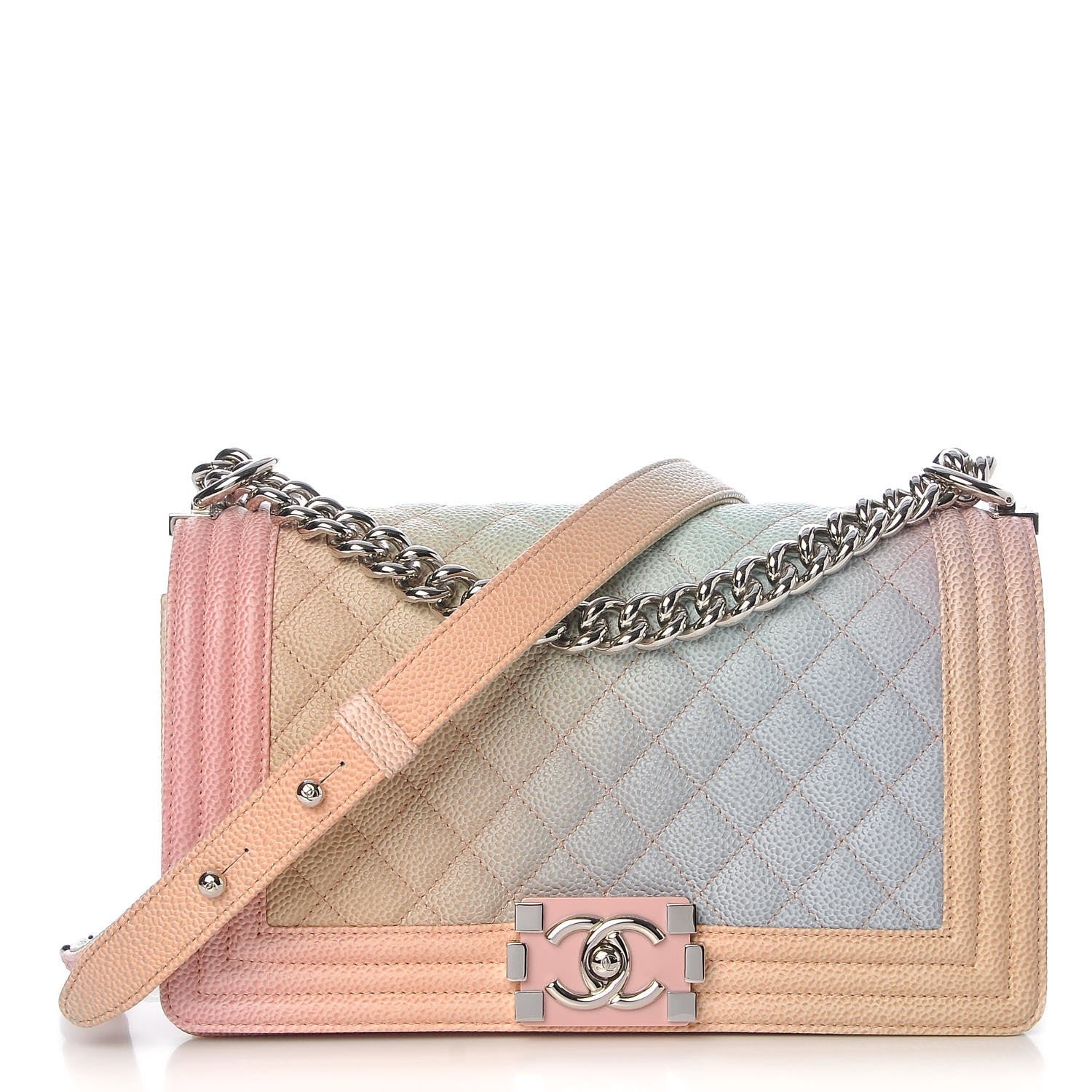 Chanel Caviar Quilted Medium Rainbow Boy Flap Pink Multicolor 1 of 8