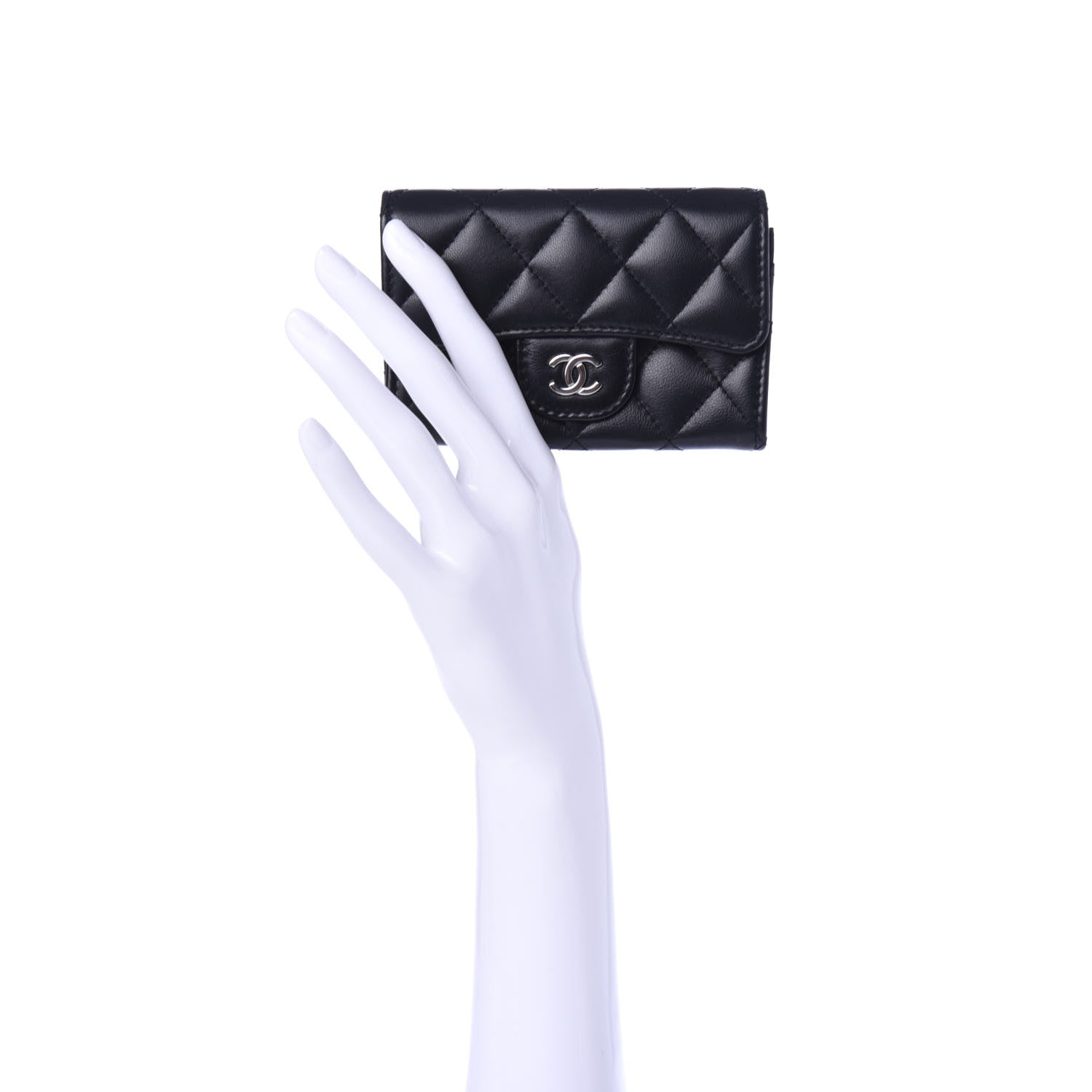 Chanel Lambskin Quilted Flap Card Holder Black 2 of 9