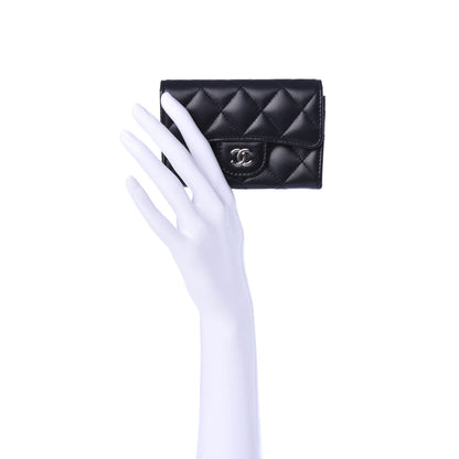 Chanel Lambskin Quilted Flap Card Holder Black 2 of 9