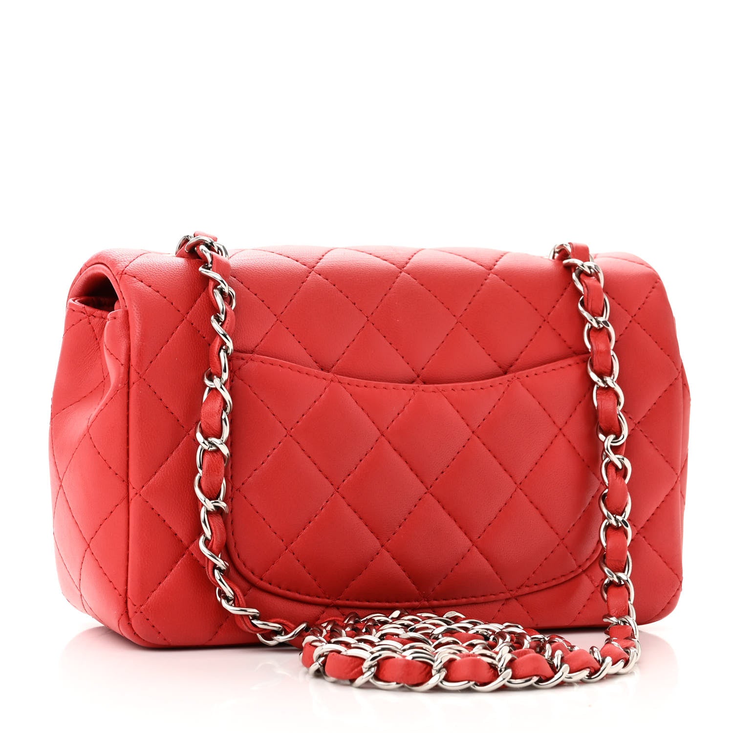 Chanel Lambskin Quilted Mini Rectangular Flap Red 2 of 10