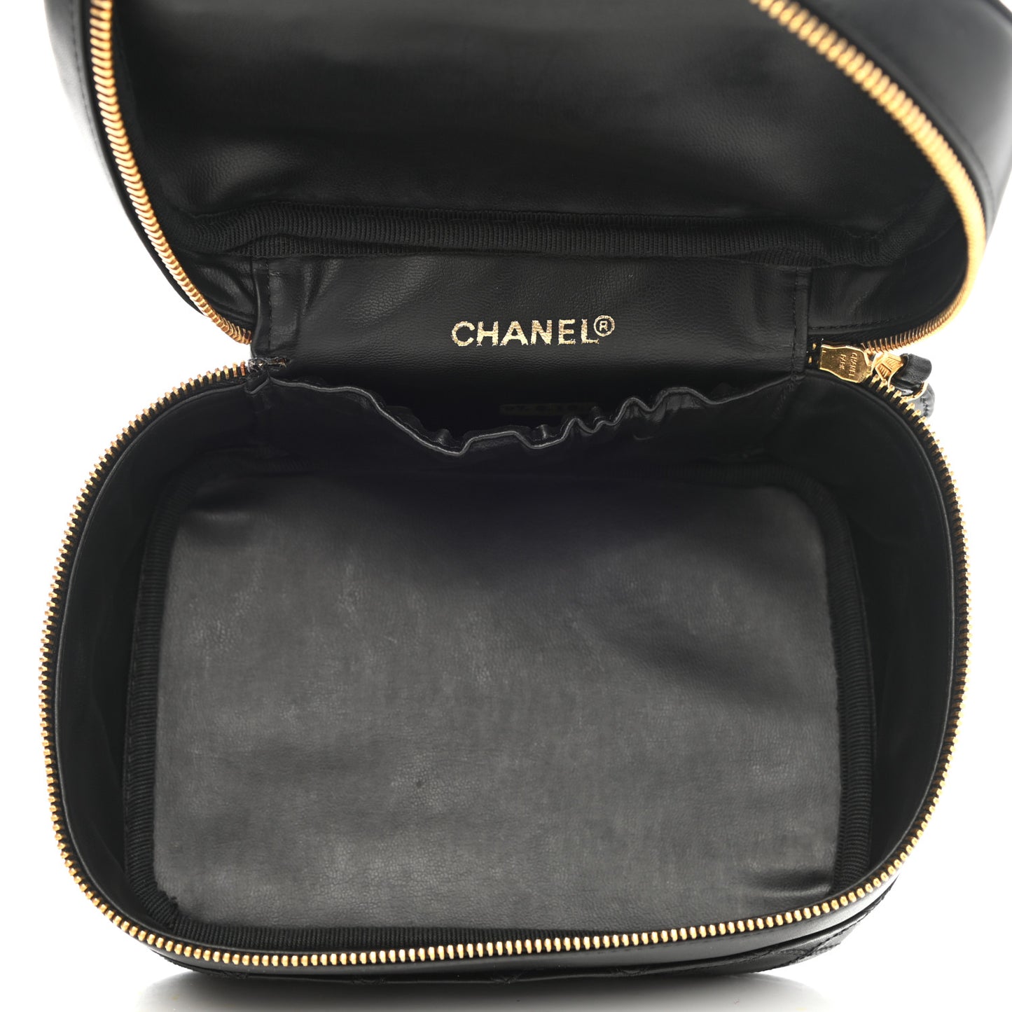 Lambskin Vanity Cosmetic Case Black