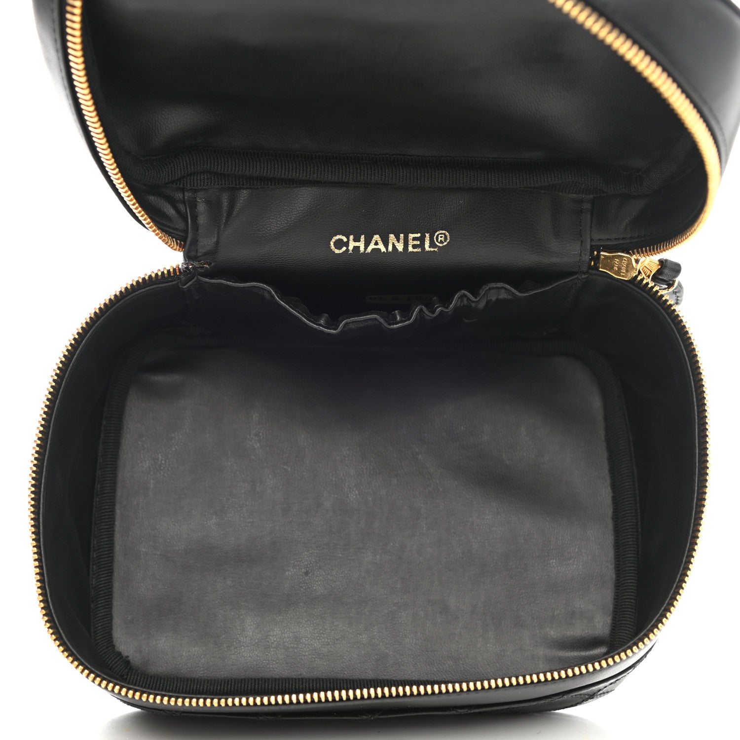Chanel Lambskin Vanity Cosmetic Case Black 5 of 10