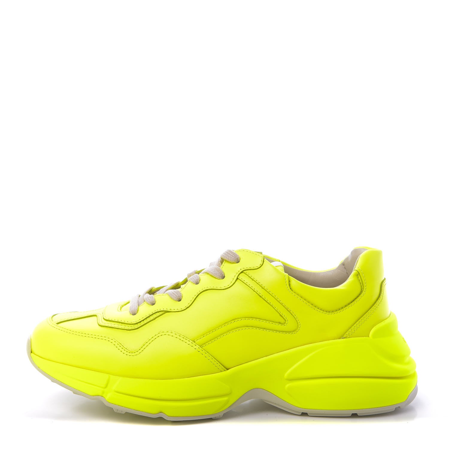 Gucci Calfskin Mens Rhyton Sneakers 7 Yellow Fluo 1 of 8