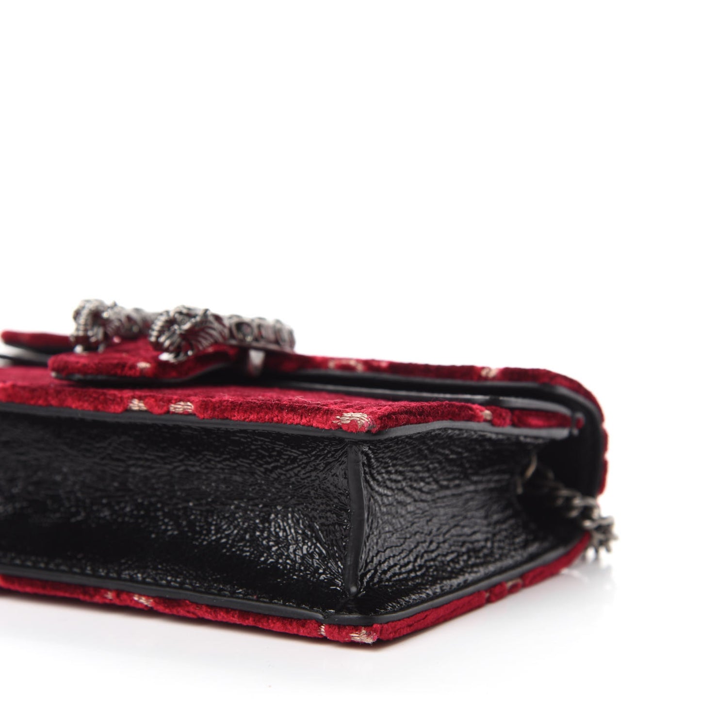 Velvet GG Monogram Super Mini Dionysus Shoulder Bag Red Cipria Black