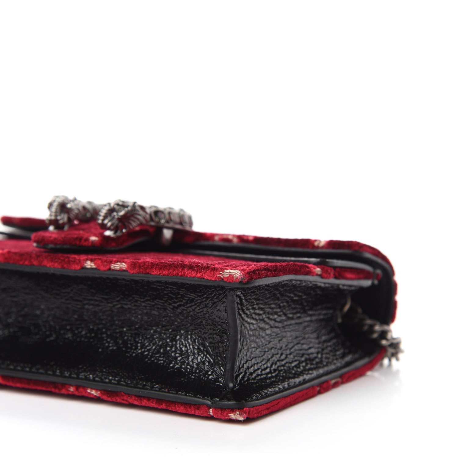 Gucci Velvet GG Monogram Super Mini Dionysus Shoulder Bag Red Cipria Black 7 of 9
