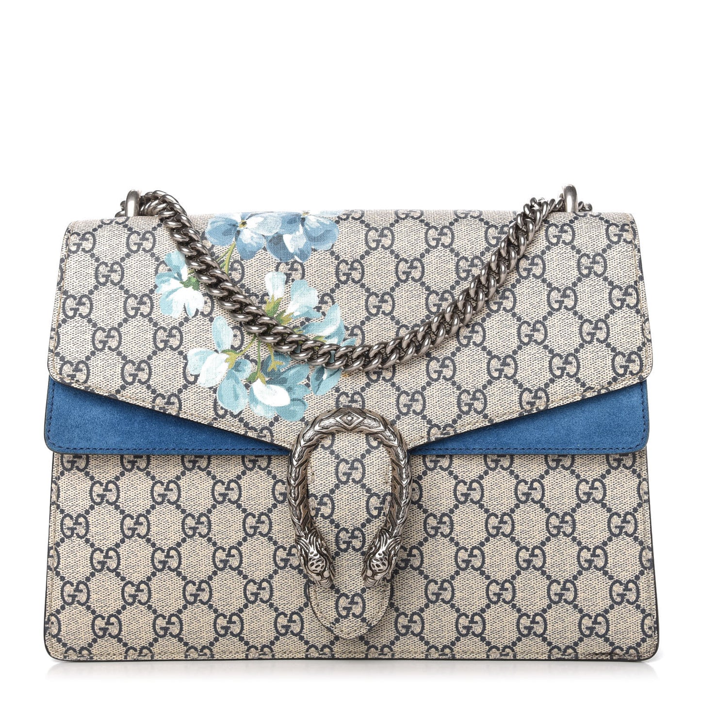 GG Supreme Monogram Blooms Medium Dionysus Shoulder Bag Beige Navy Vintage Blue