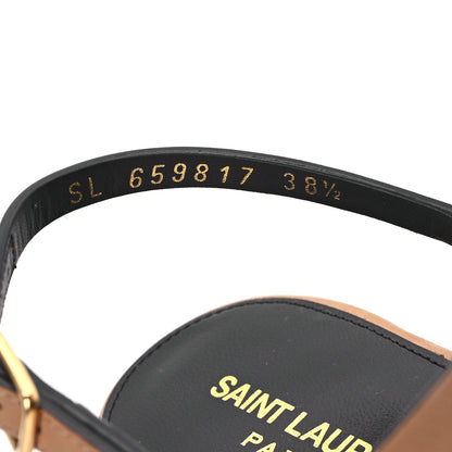 Saint Laurent Calfskin Cassandra Monogram Sandals 38.5 Brown 8 of 9