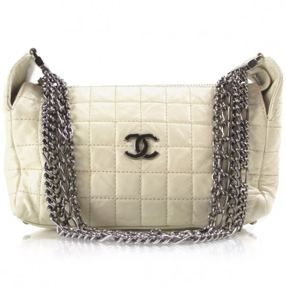 Lambskin Square Quilted Double Chain Bag