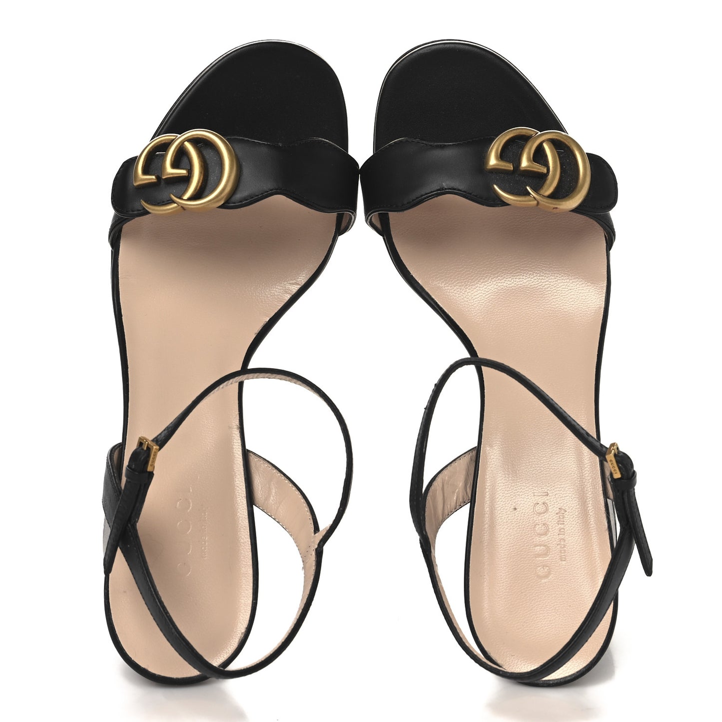 Lifford Calfskin GG Marmont Ankle Wrap 105mm Sandals 37.5 Black