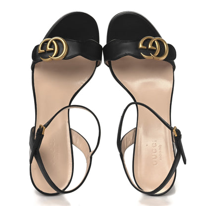 Gucci Lifford Calfskin GG Marmont Ankle Wrap 105mm Sandals 37.5 Black 2 of 8
