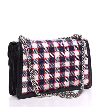 Gucci Vintage Tweed Check Small Dionysus Shoulder Bag White Hibiscus Red Marine 2 of 9