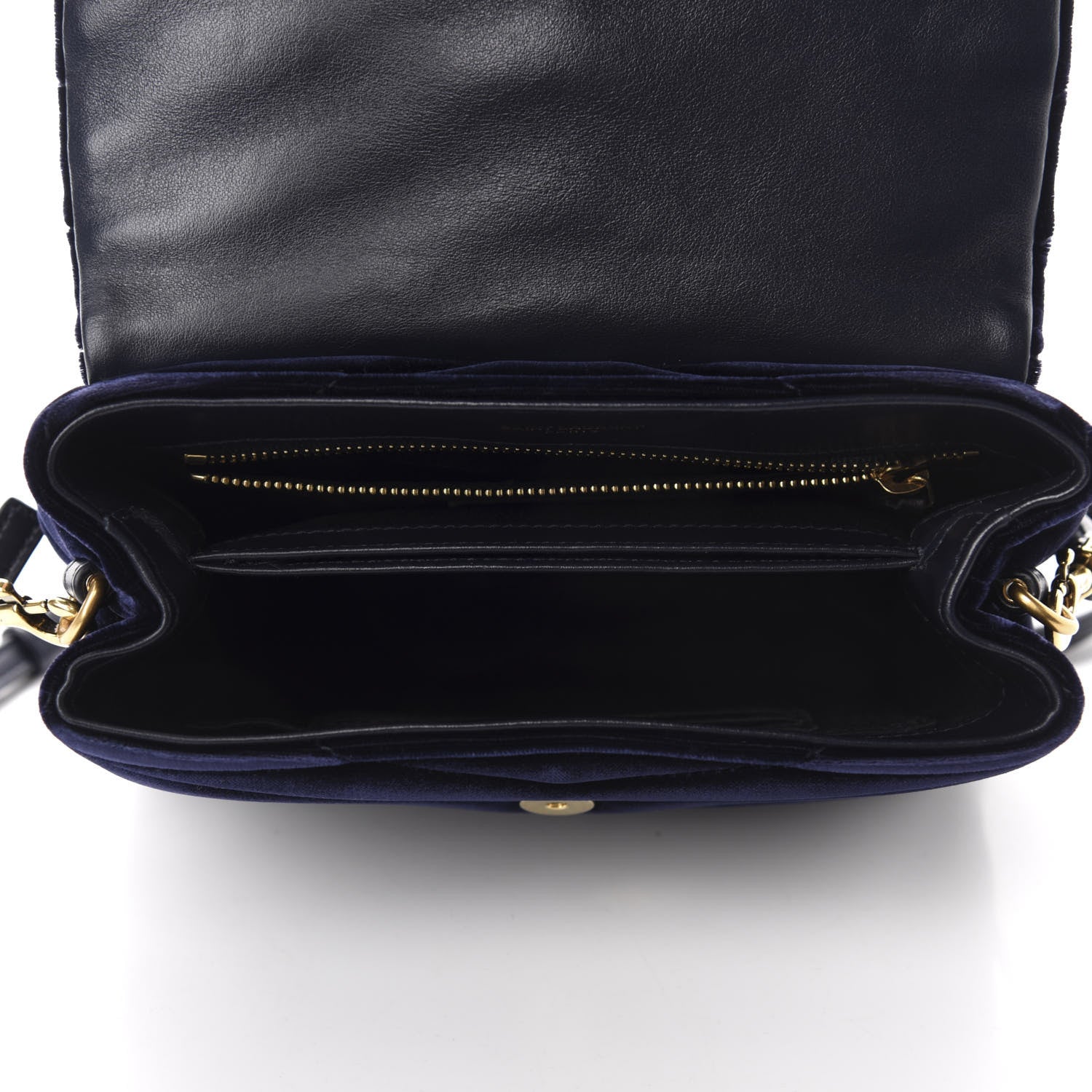 Saint Laurent Velvet Y Quilted Monogram Toy Loulou Crossbody Navy 5 of 11