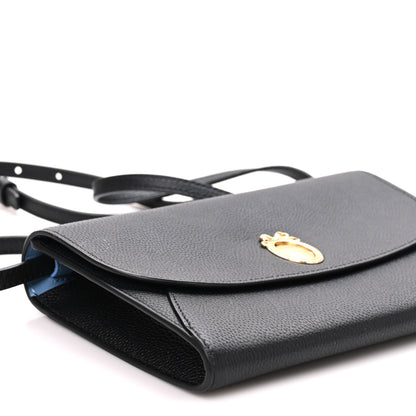 Christian Dior Grained Calfskin Medallion Envelope Pouch With Strap  Black Myosotis Blue 8 of 10