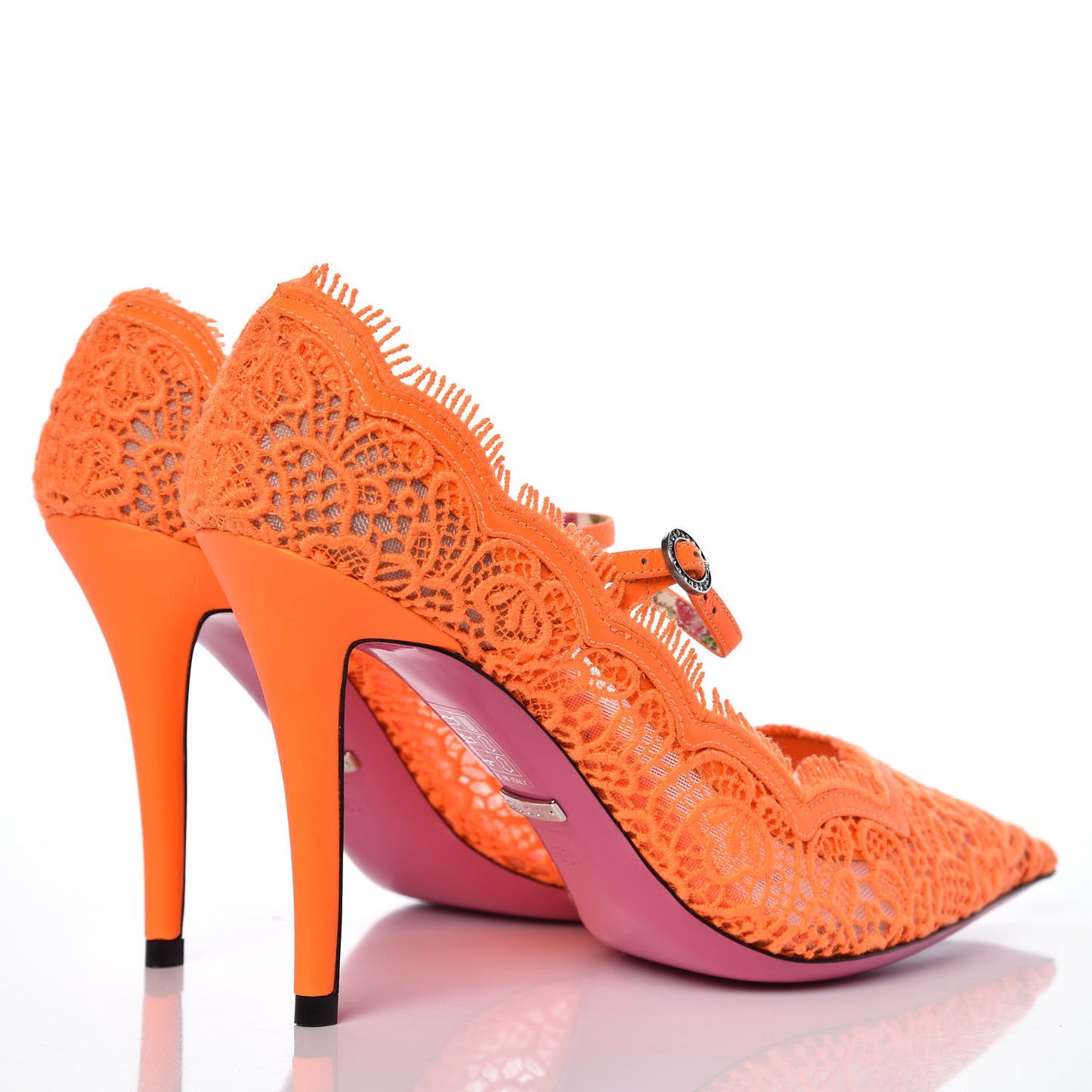 Lace Pizzo Venice Pumps 38.5 Orange Fluo