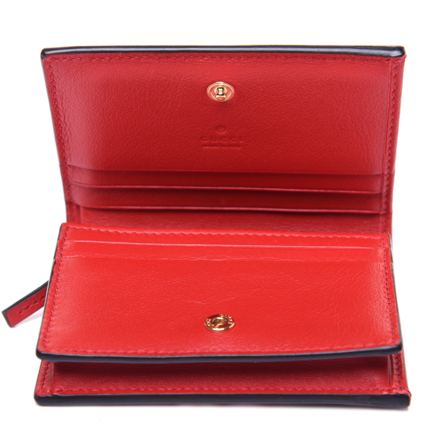 Gucci GG Supreme Monogram Apple Card Case Wallet Beige Multicolor Lobster Red 10 of 11