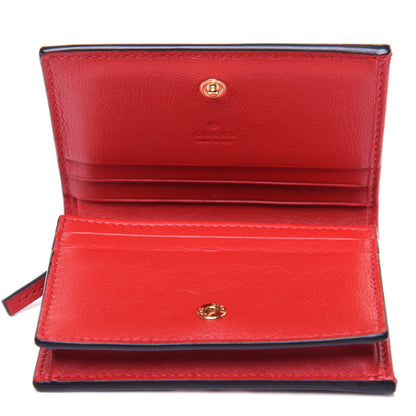 Gucci GG Supreme Monogram Apple Card Case Wallet Beige Multicolor Lobster Red 10 of 11