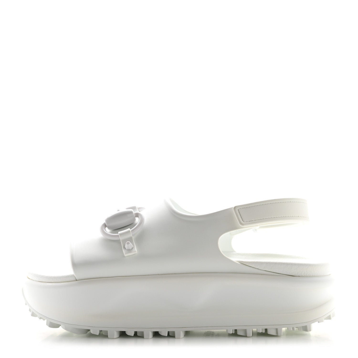 Gucci Soft Rubber Horsebit Touch Womens Strapped Sandals 38 Great White 1 of 9