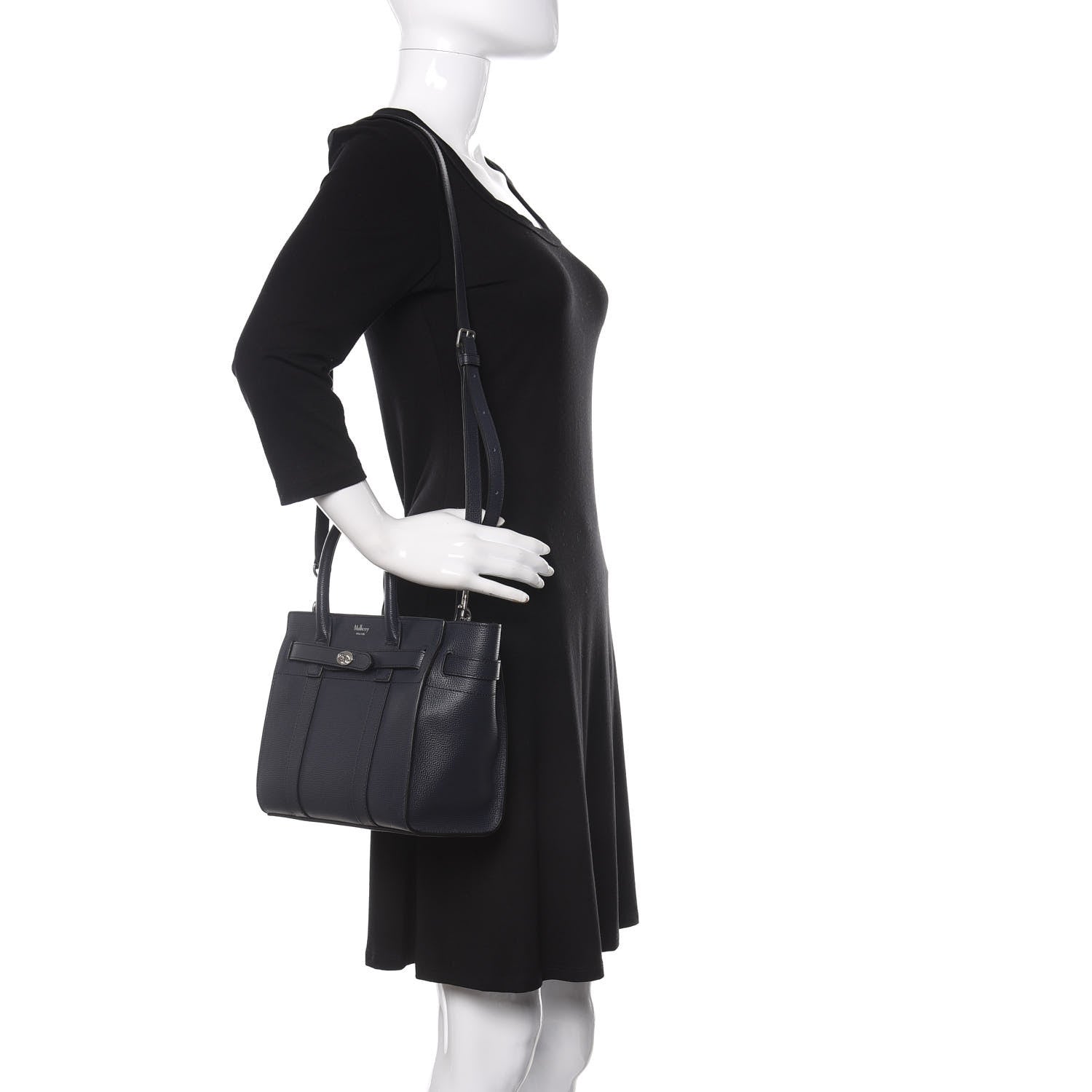 Mulberry Grained Vegetable Calfskin Mini Zipped Bayswater Navy 2 of 8