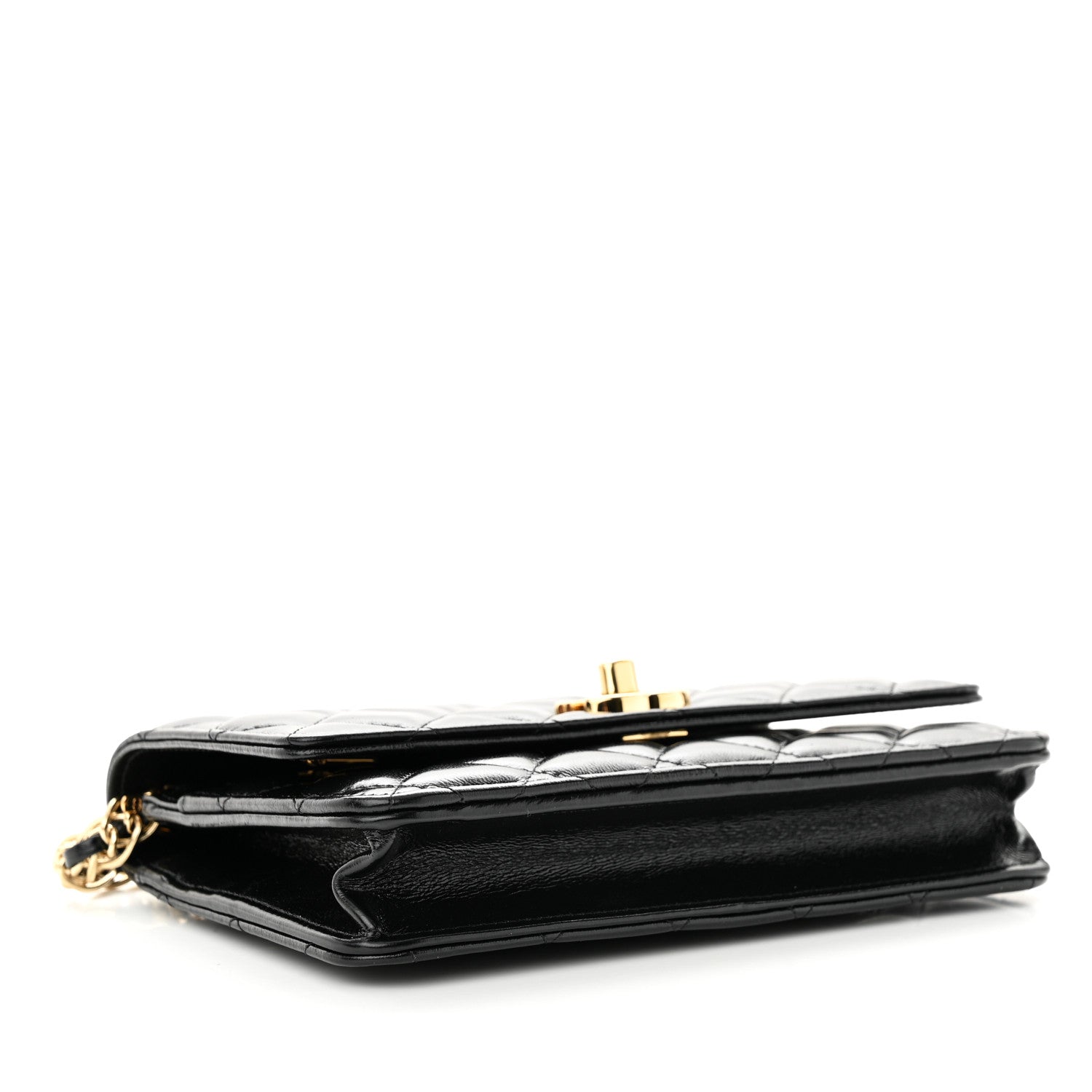 Chanel Shiny Lambskin Quilted Golden Links Wallet On Chain WOC Black 4 of 12
