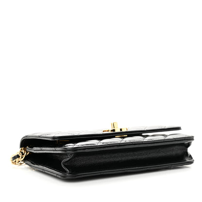Chanel Shiny Lambskin Quilted Golden Links Wallet On Chain WOC Black 4 of 12