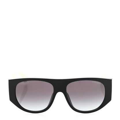 Chanel Acetate Quilted CC Pilot Sunglasses 71465 White Black 2 of 8