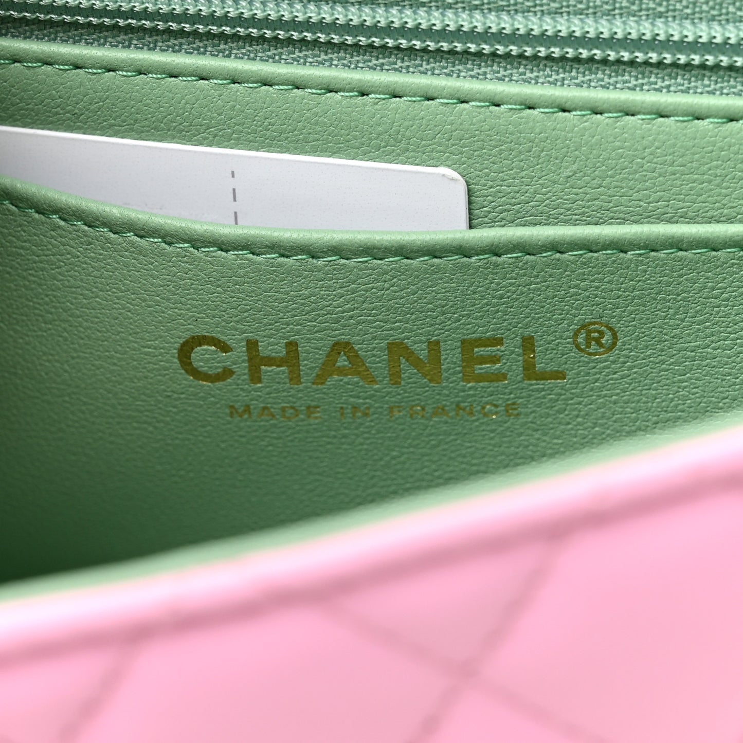 Lambskin Quilted Mini Top Handle Rectangular Flap Lilac Light Green