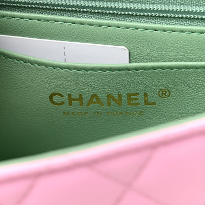 Chanel Lambskin Quilted Mini Top Handle Rectangular Flap Lilac Light Green 6 of 10