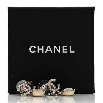 Chanel Crystal CC Tear Drop Earrings Gold 6 of 6