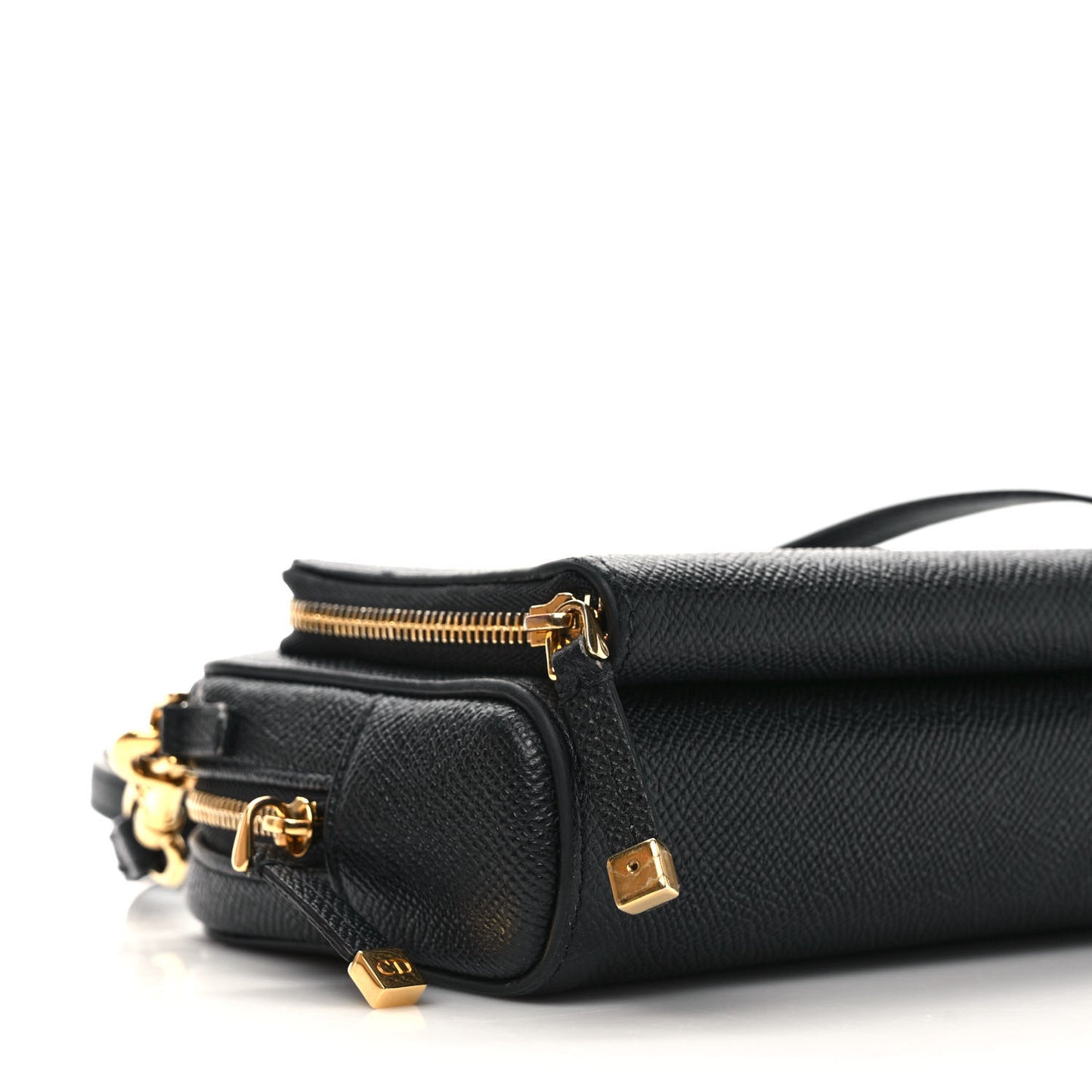Grained Calfskin Caro Double Pouch Black