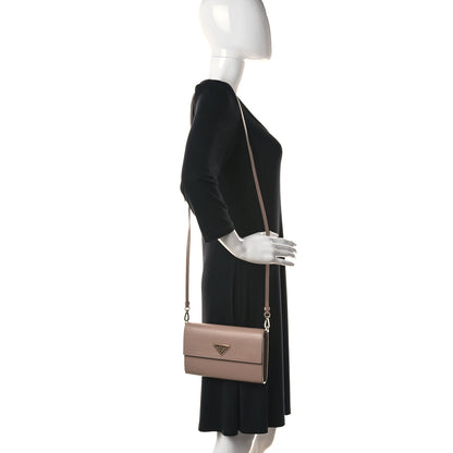 Prada Saffiano Wallet With Shoulder Strap Cipria 2 of 15