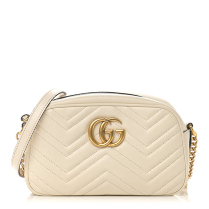 Gucci Calfskin Matelasse Small GG Marmont Chain Shoulder Bag White 1 of 14