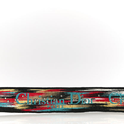 Christian Dior Canvas Embroidered Studded Shoulder Strap Black Multicolor 3 of 8
