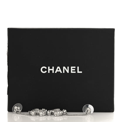 Chanel Baguette Crystal CC Drop Earrings Silver 5 of 5