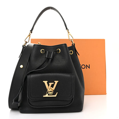 Louis Vuitton Calfskin Lockme Bucket MM Black 10 of 10