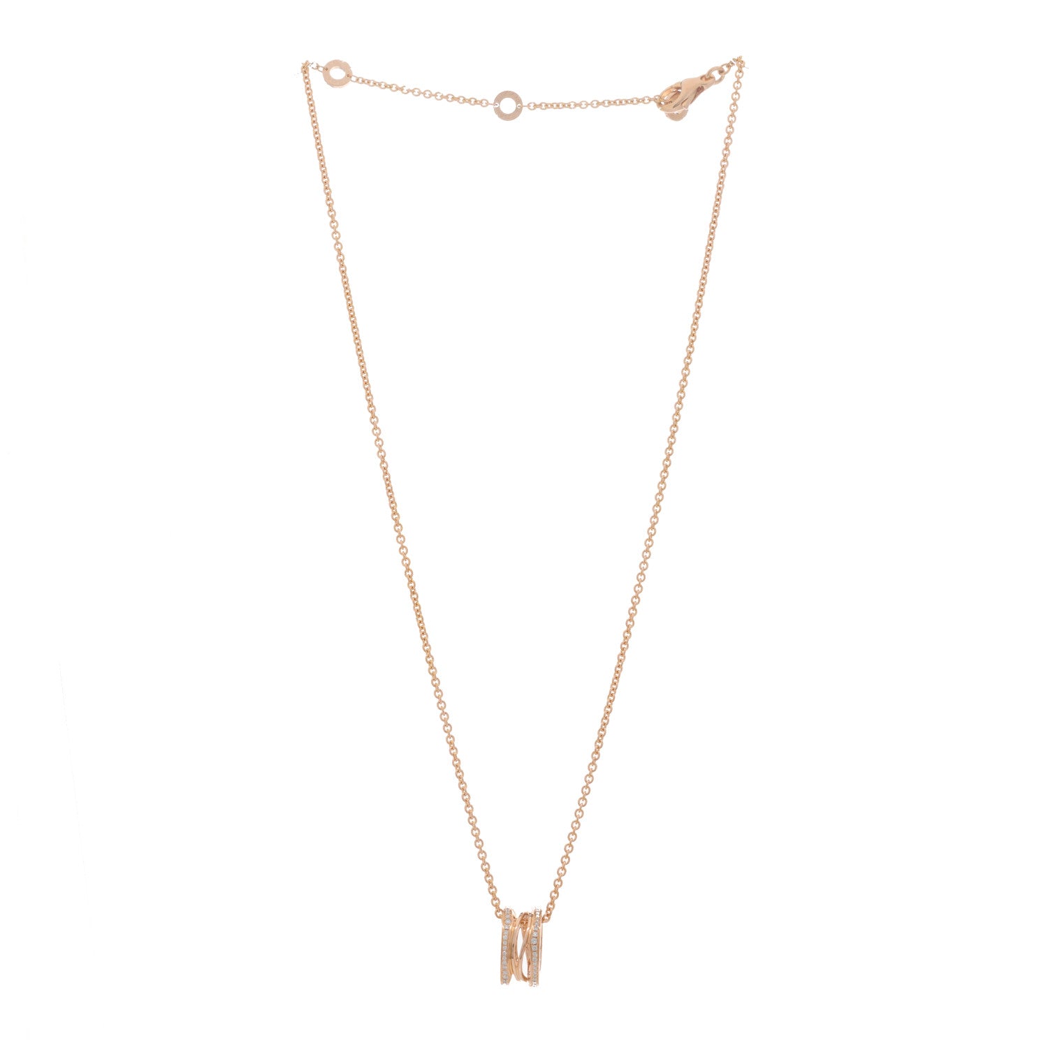 Bulgari 18K Rose Gold Diamond B.Zero1 Open Legends Pendant Necklace 2 of 7