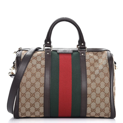 Gucci Monogram Vintage Web Medium Boston Dark Brown 1 of 15