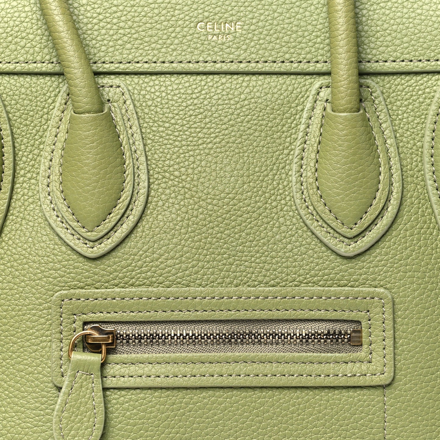 Drummed Calfskin Nano Luggage Green