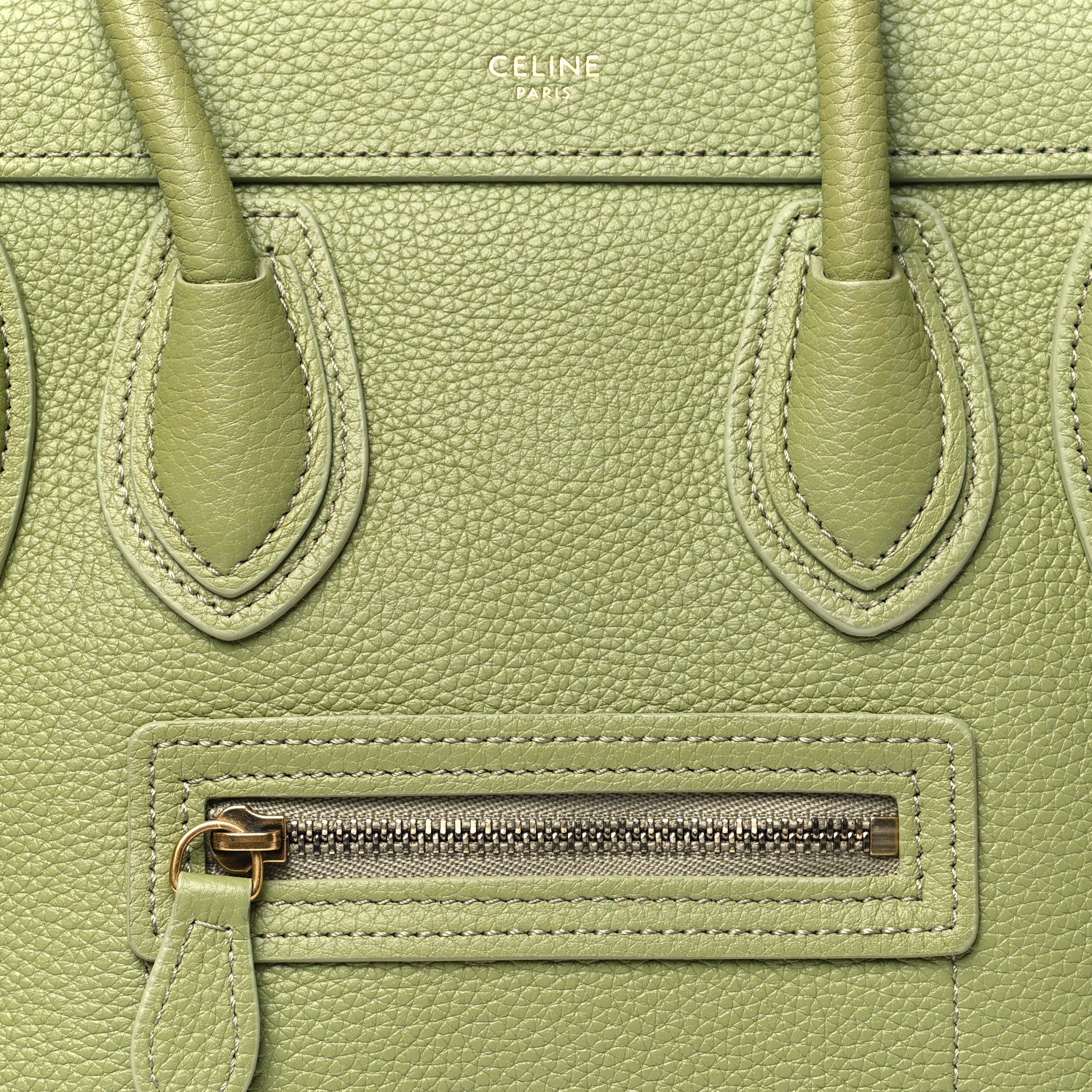 Celine Drummed Calfskin Nano Luggage Green 9 of 11