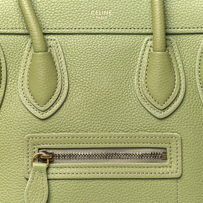 Celine Drummed Calfskin Nano Luggage Green 9 of 11