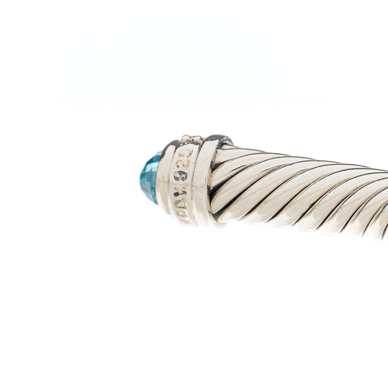 David Yurman Sterling Silver Diamond Blue Topaz 5mm Cable Classics Bracelet 3 of 3