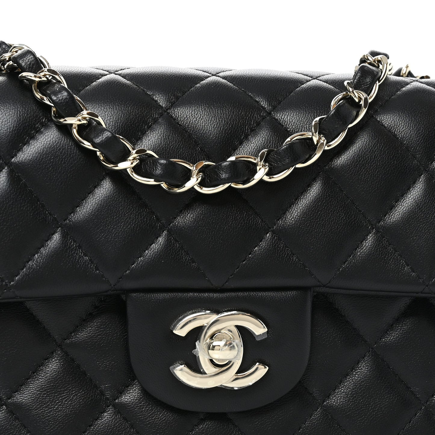 Lambskin Quilted Mini Rectangular Flap Black