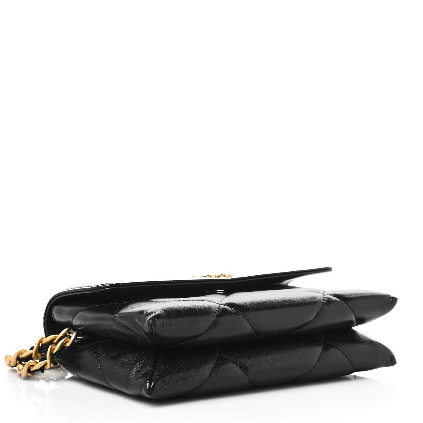 Lambskin Quilted Chanel 19 Flap Clutch Black