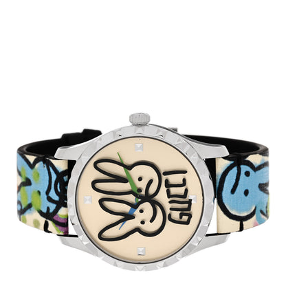 Gucci Stainless Steel Calfskin 38mm G-Timeless Capsule Collection Rabbit Quartz Watch Blue 2 of 5