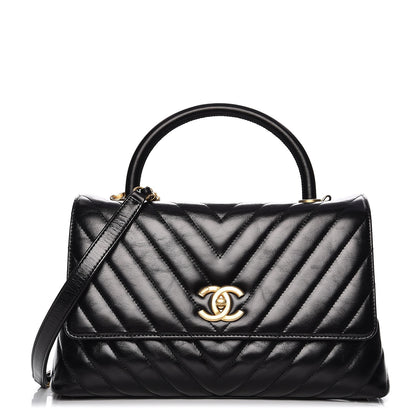 Chanel Calfskin Chevron Quilted Coco Handle Flap Black 1 of 10