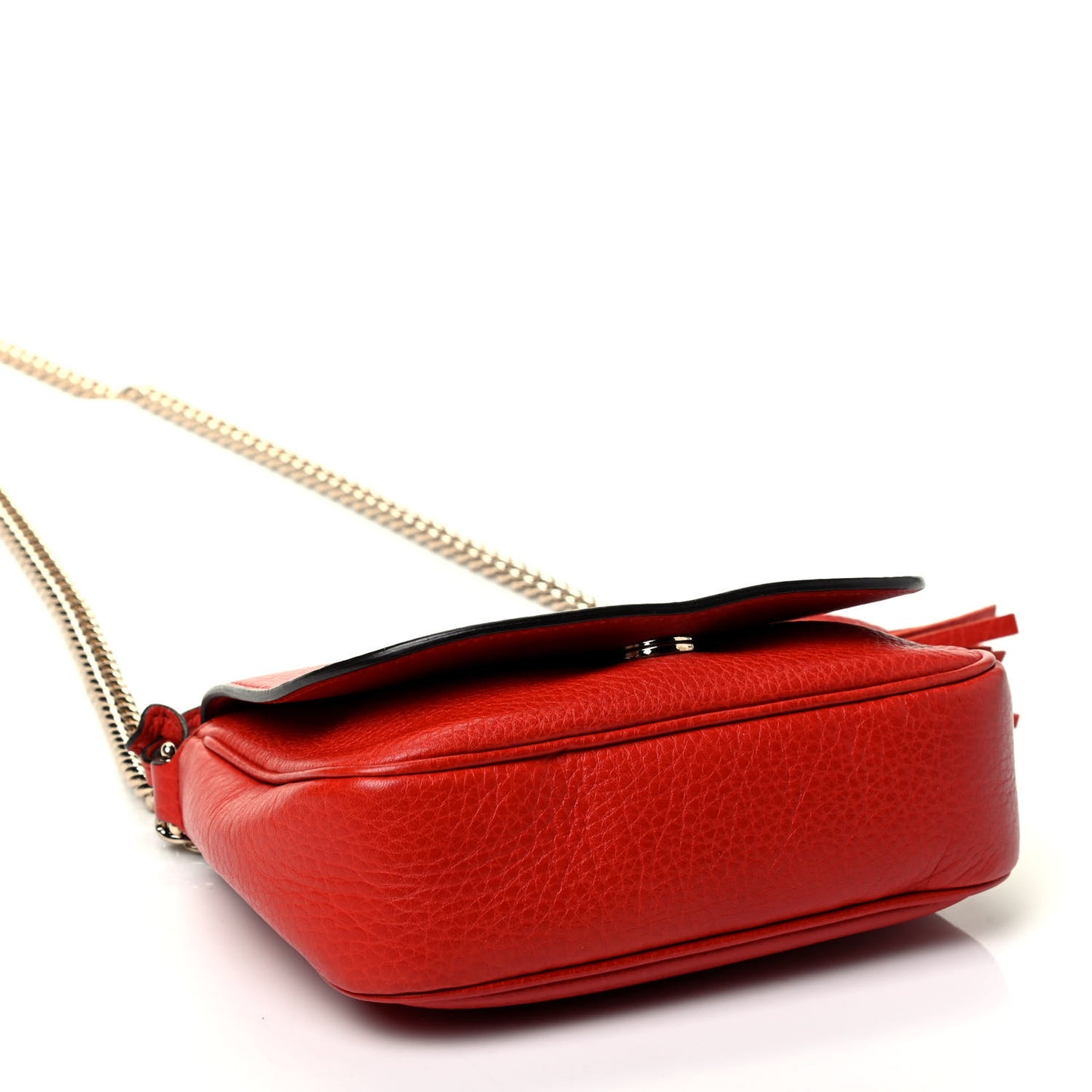 Pebbled Calfskin Small Soho Flap Crossbody Red