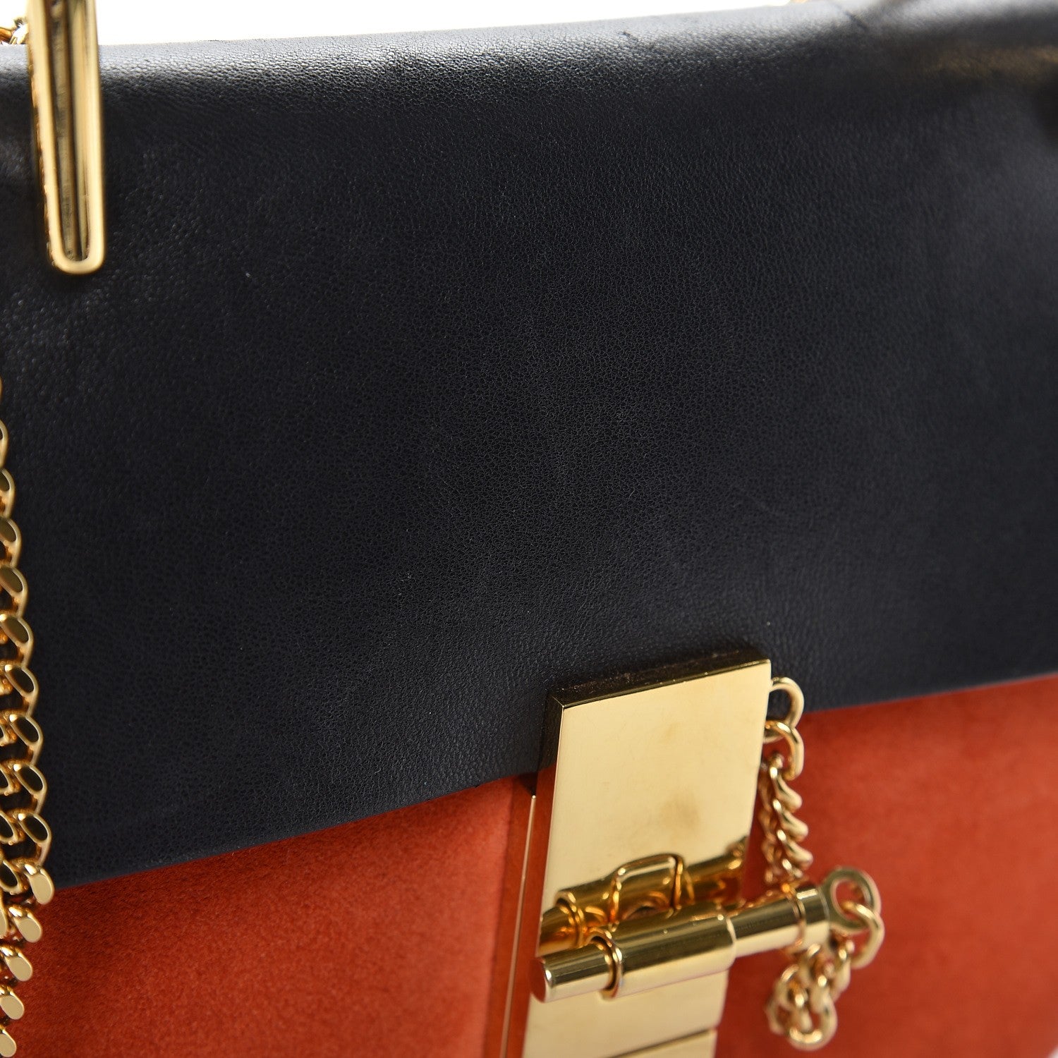 Chloe Suede Smooth Calfskin Mini Drew Shoulder Bag Plaid Red Black 8 of 11