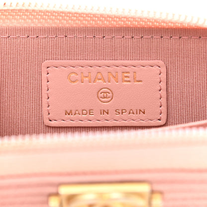 Chanel Caviar Quilted Boy Zip Around Coin Purse Wallet Light Pink 6 of 10