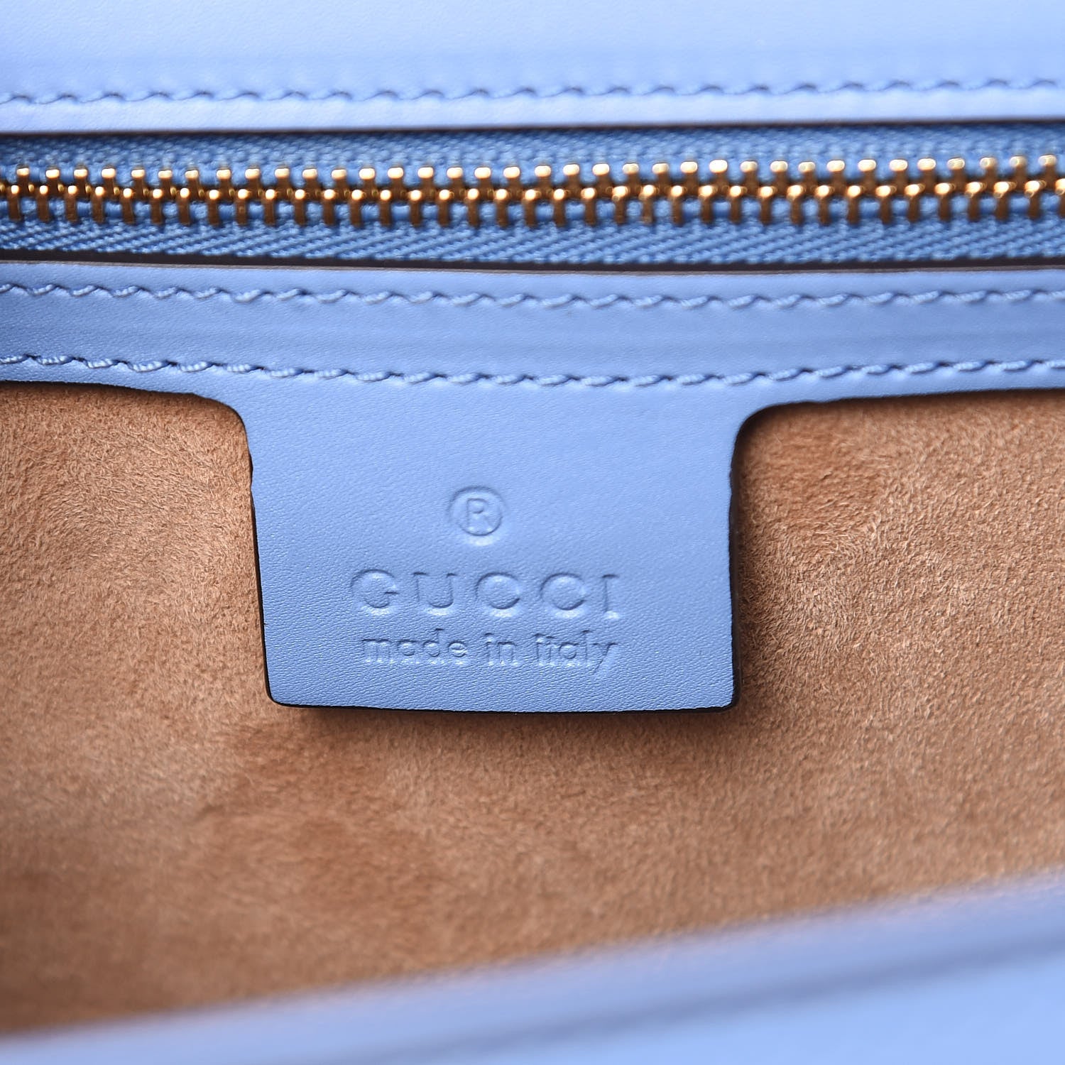 Gucci Calfskin Embroidered Medium Sylvie Top Handle Bag Clear Sky Blue 6 of 9